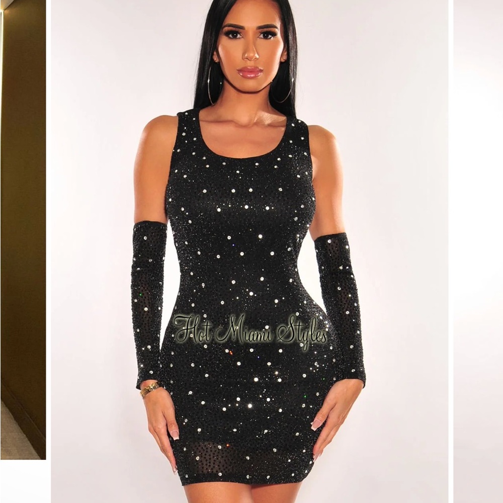Hot Miami Styles Black Sequin Dress